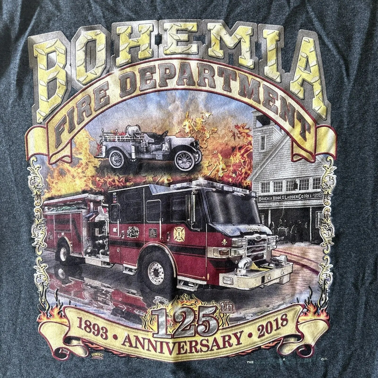 Gildan Firefighter Bohemia NY Fire Department 125th Anniversary Par