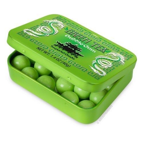 Green Tea Bubble Gum Natural Flavored Chewing Bubblegum In A Tin Cand…