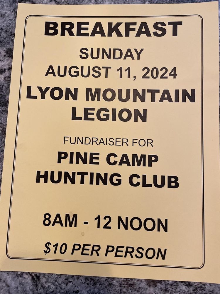 Breakfast Fundraiser for Pine Camp Lodge 106.3 NBZFM