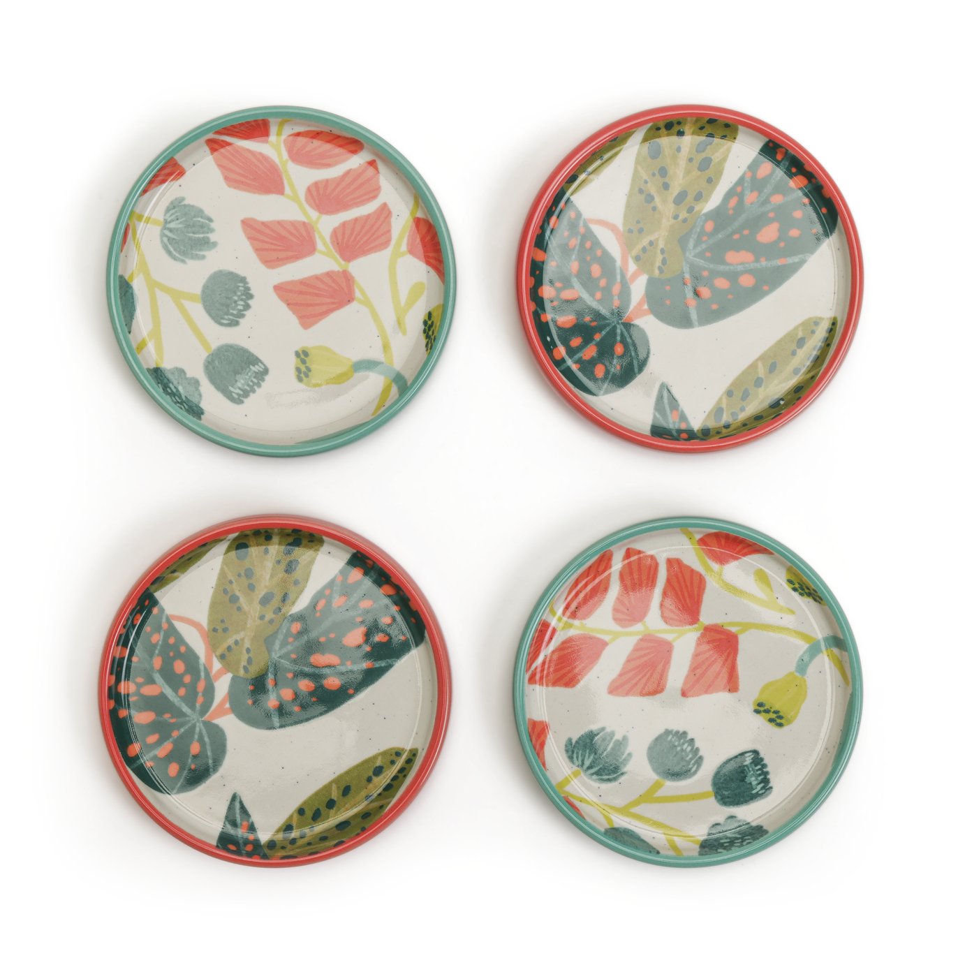 Habitat x Kew Set of 4 Ceramic Botanical Coasters (1300541) Argos