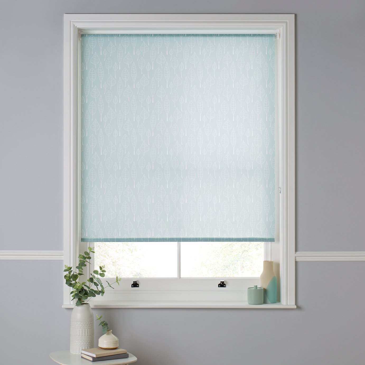 Argos Home Retro Leaf Daylight Roller Blind 3ft Teal (1992454