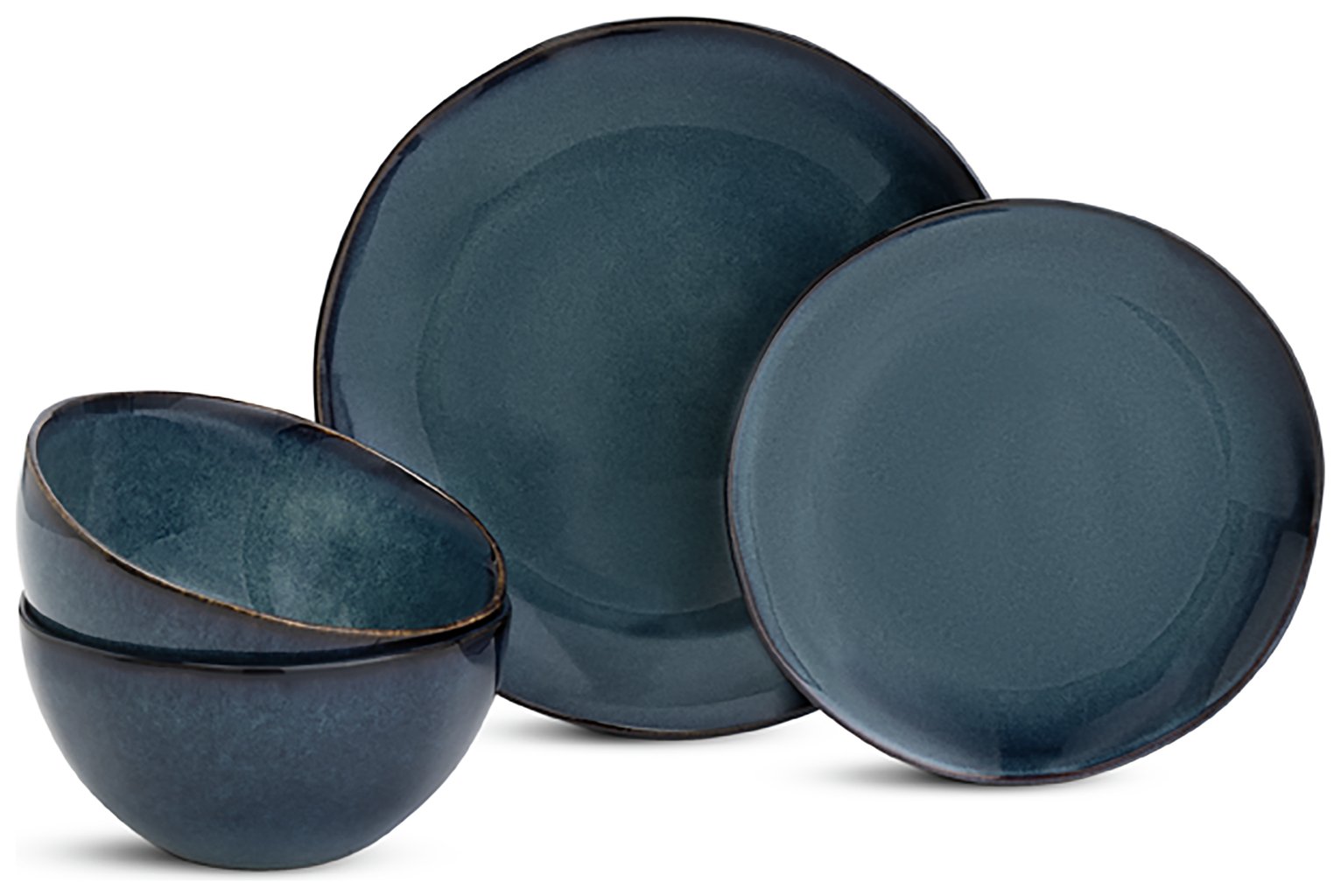 Habitat 12 Piece Reactive Stoneware Dinner Set Navy (2072957) Argos