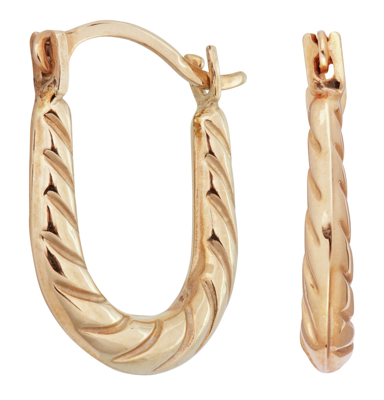 Revere 9ct Yellow Gold Mini Ridge Creole Hoop Earrings (2106256