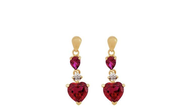 Buy Revere 9ct Gold Created Ruby & Diamond Accent Drop Earrings at Argos.co.uk Your Online