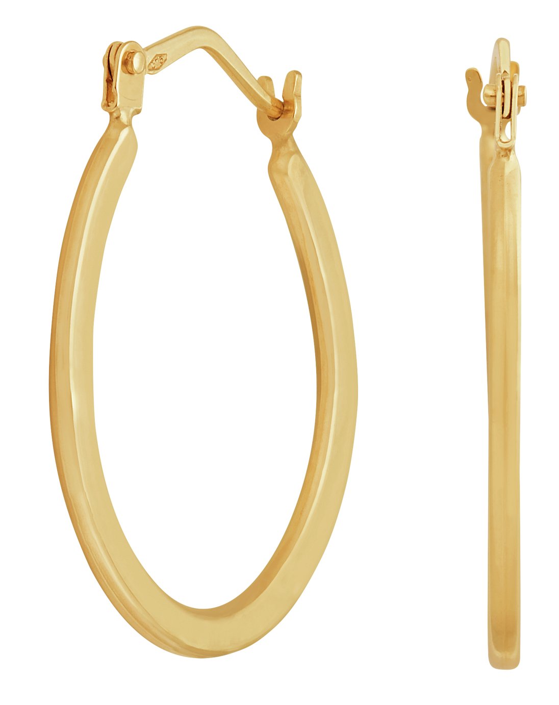 Revere 9ct Yellow Gold Plain Oval Creole Hoop Earrings (2126243