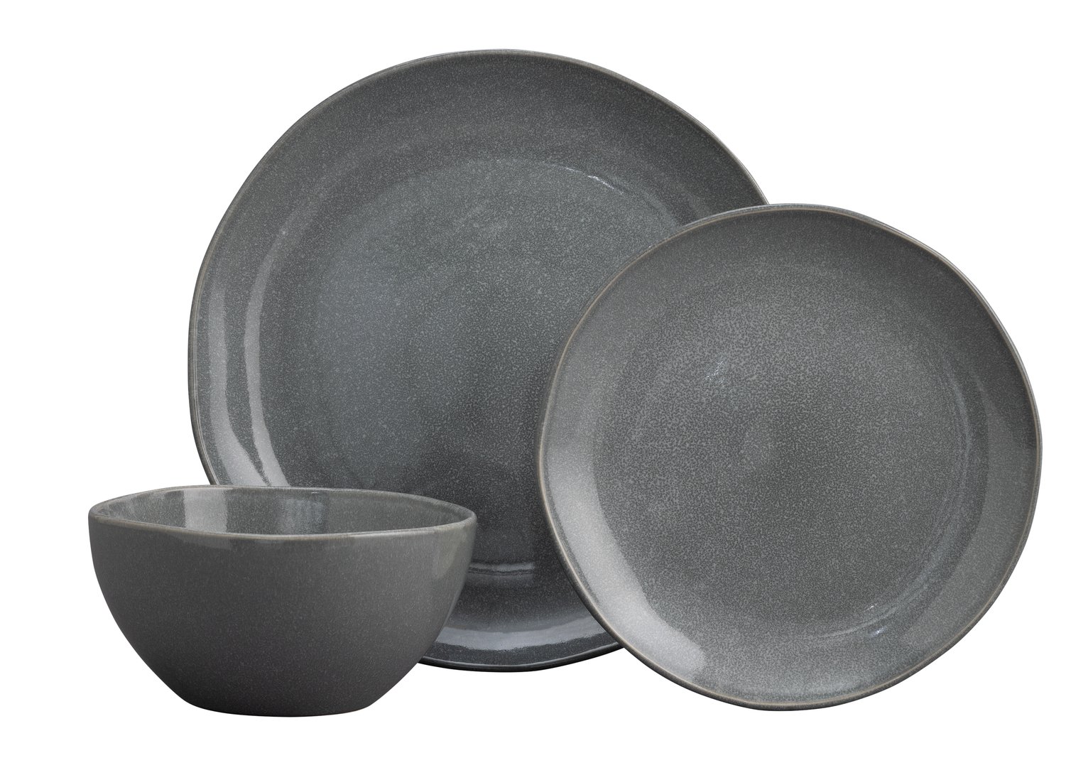 Habitat 12 Piece Stoneware Dinner Set Grey Reactive (2201838) Argos