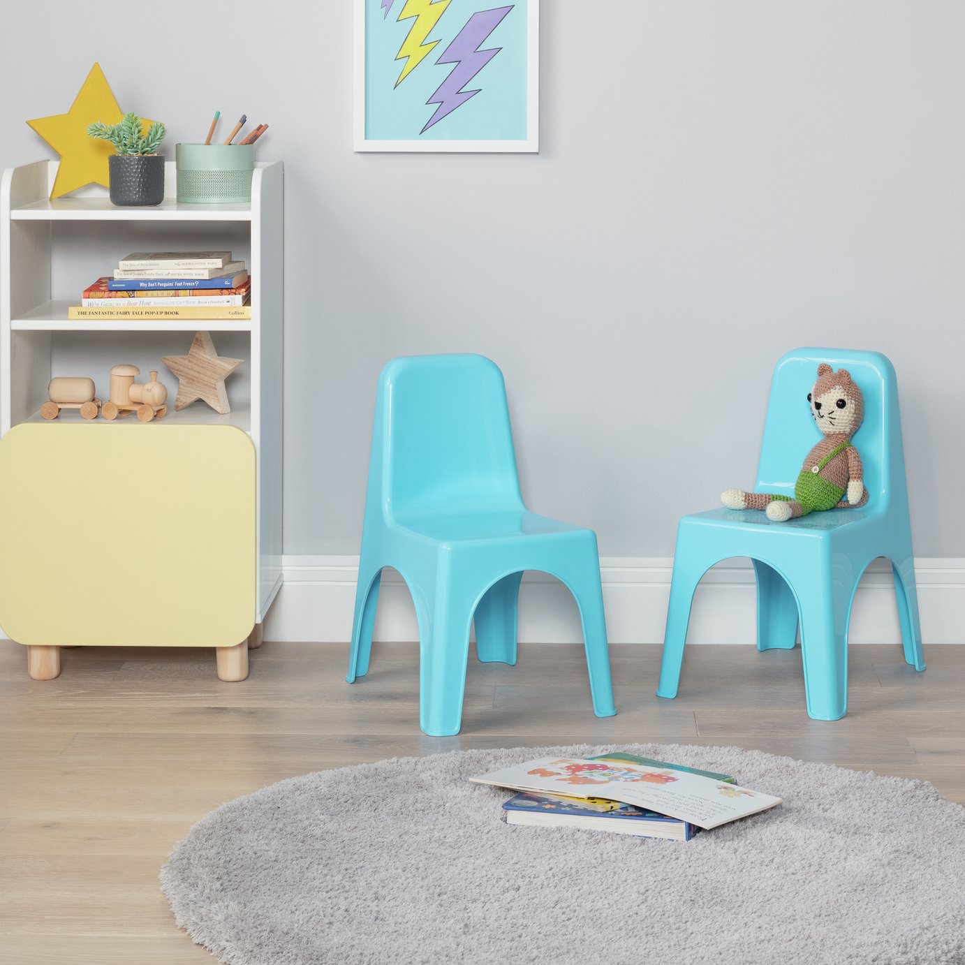 Argos Home Pair of Blue Plastic Chairs Reviews Updated April 2023