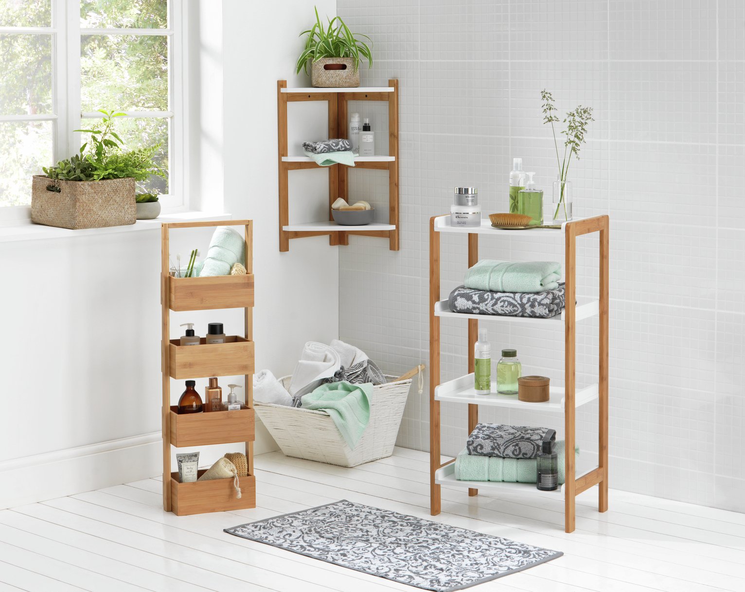 Freestanding Bathroom Storage Caddy Bamboo Semis Online