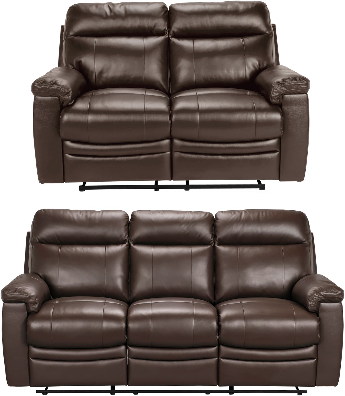 Argos Home Paolo 2 & 3 Seater Manual Recliner Sofas Brown (2281566