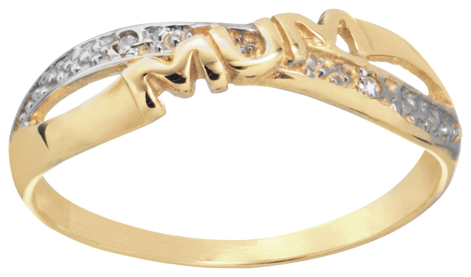 Buy Moon & Back 9ct Gold Diamond Accent 'Mum' Crossover Ring at Argos