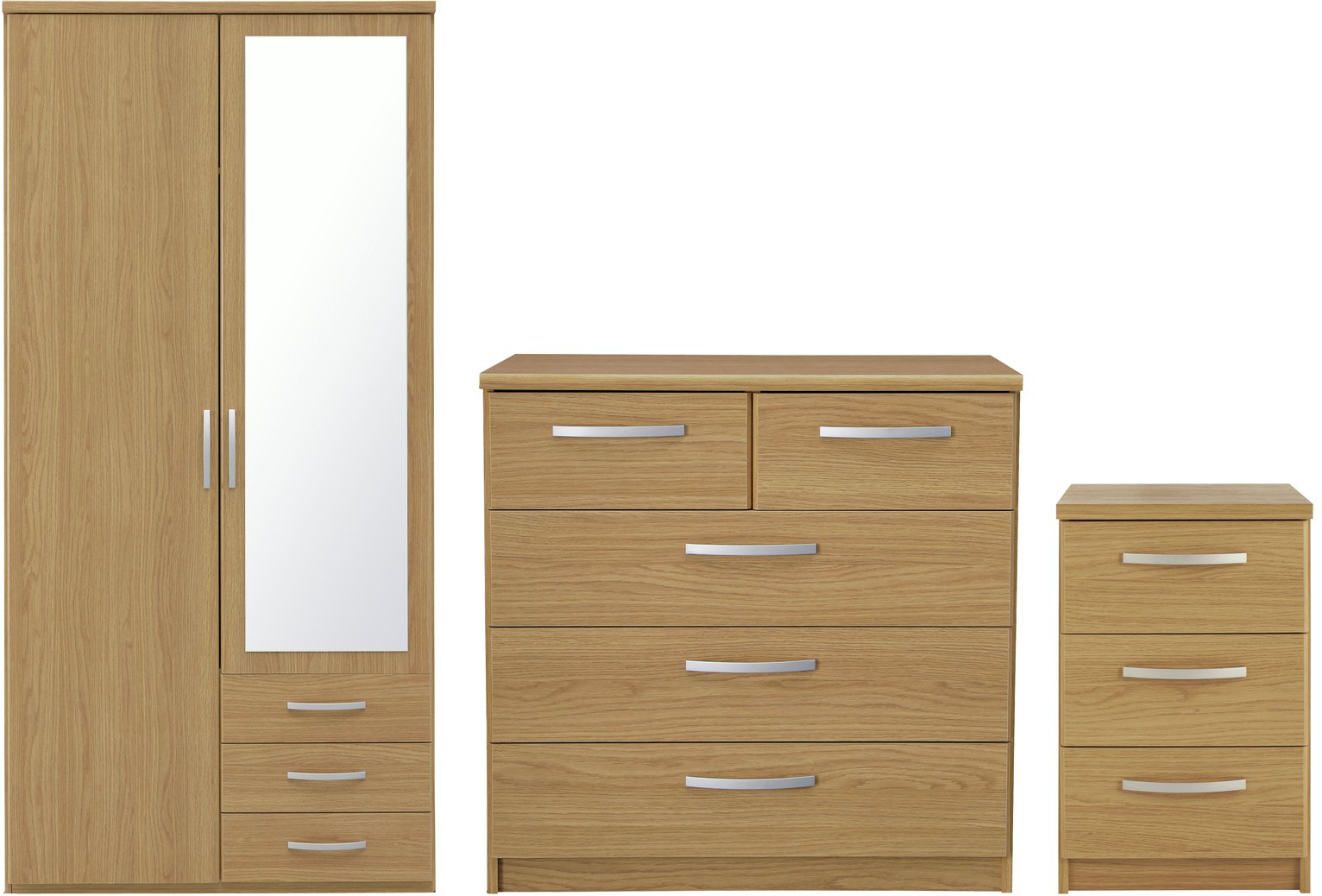 Argos Home Hallingford 3 Piece Wardrobe Set Oak Effect (2376543