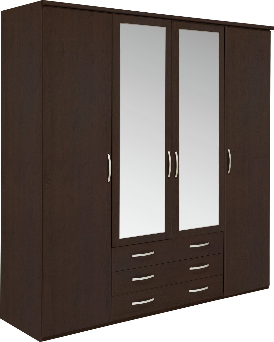Argos Home Hallingford 4Dr 3 Drw Wardrobe Dark Oak Effect (2377700