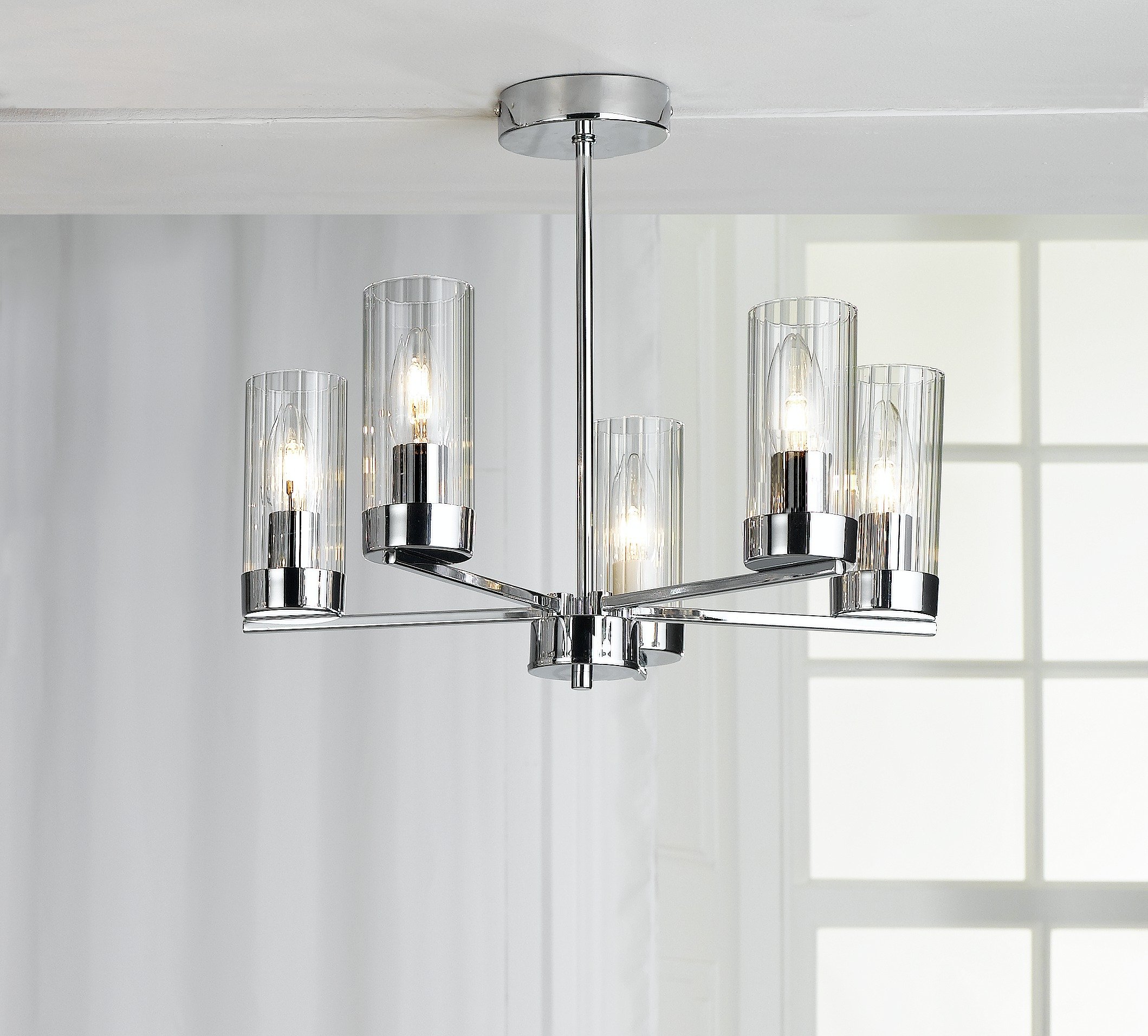 Buy Heart of House Wallis 5 Light Glass Ceiling Light Chrome at Argos