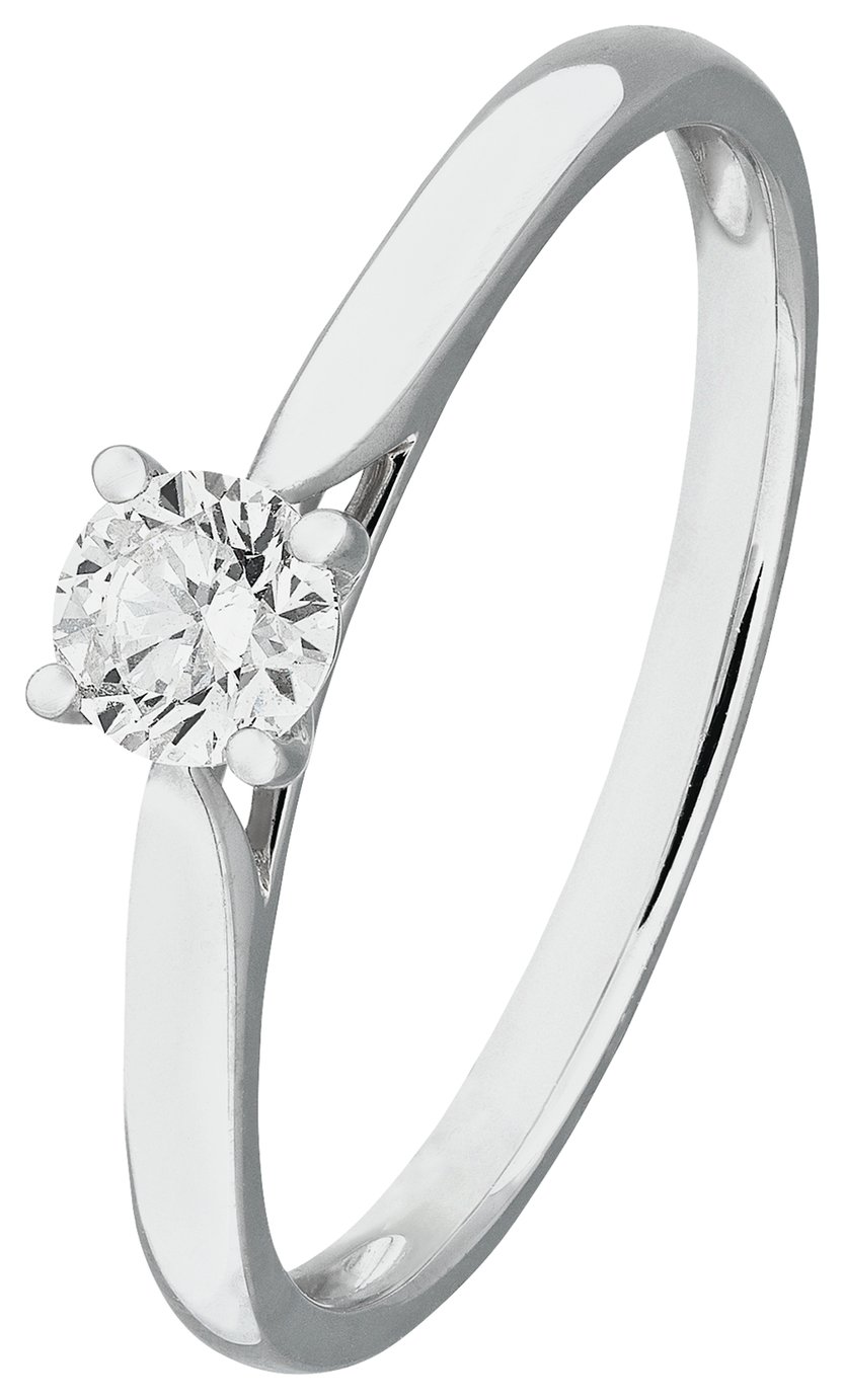 Revere 9ct White Gold 0.25ct Diamond Engagement Ring N (7258161