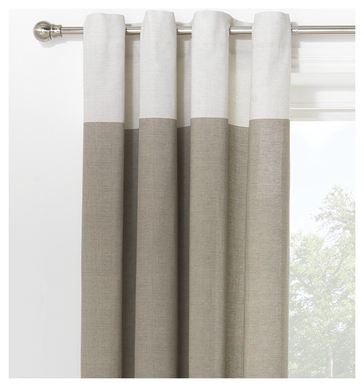 Argos Home Dublin Unlined Eyelet Curtains 168x183cm Stone (4142287