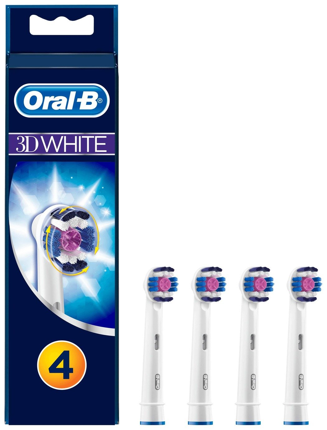 OralB 3DWhite Electric Toothbrush Heads 4 Pack (4271048) Argos