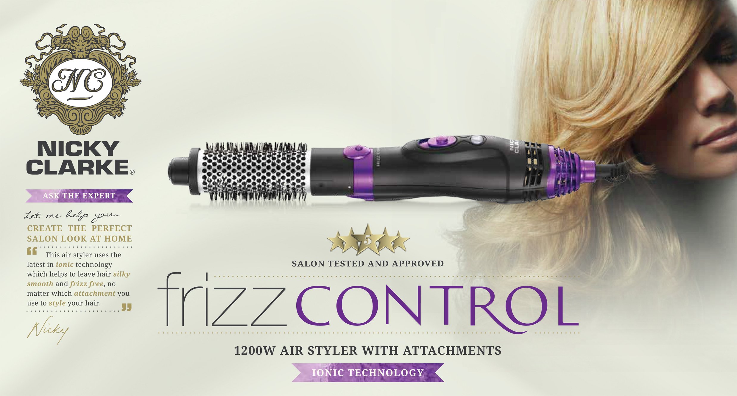Nicky Clarke Frizz Control 1200W Hot Air Styler Reviews