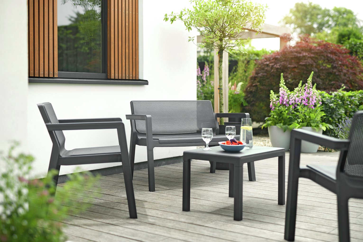 Keter Emily 4 Seater Plastic Garden Sofa Set Dark Grey (4524379) Argos Price Tracker