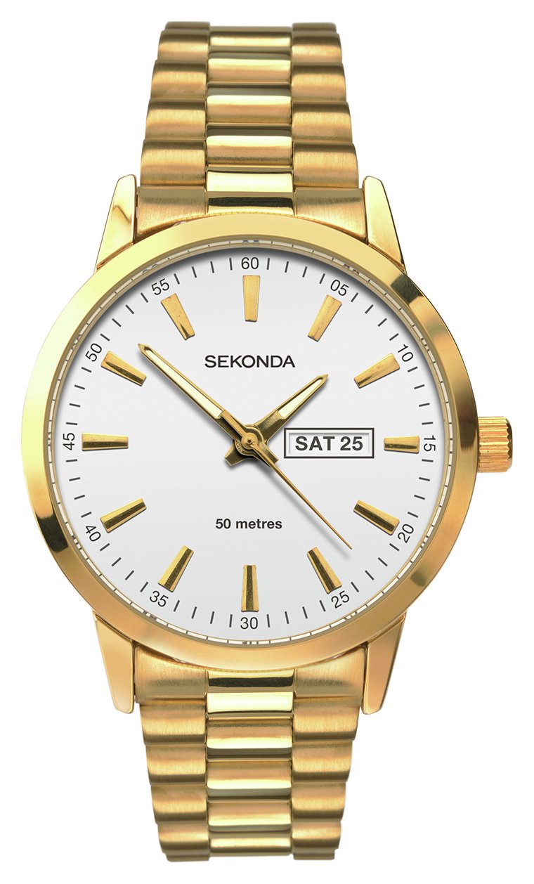  Argos Sekonda Mens Silver Dial Gold Plated Bracelet Watch