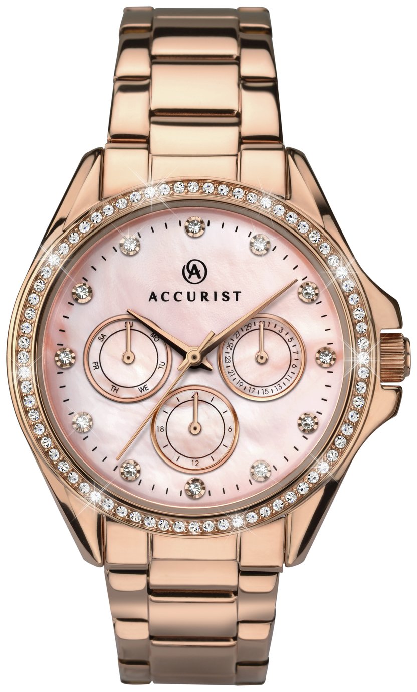 Accurist Ladies Rose Gold Plated Stainless Steel Watch (4592916