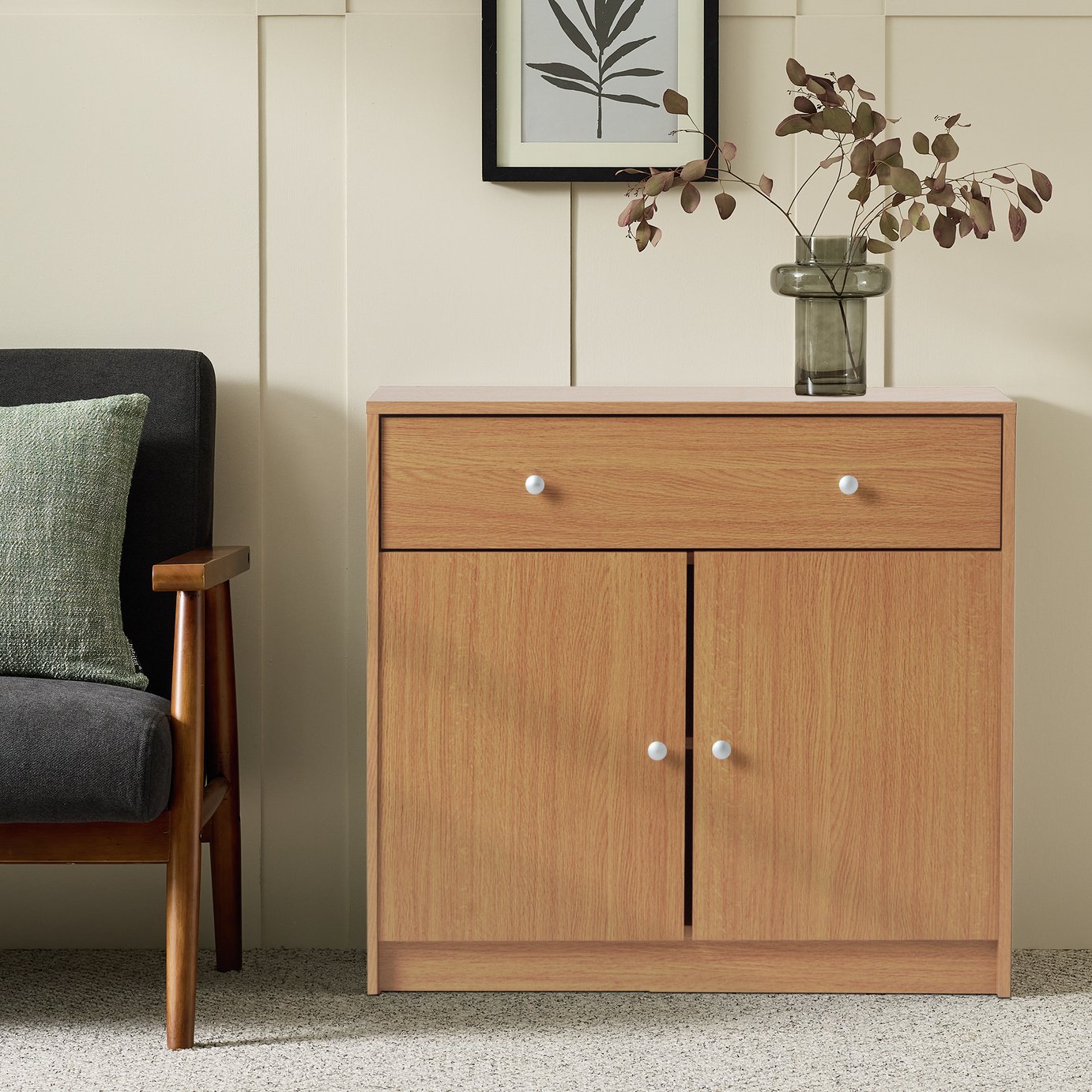 Argos Home Maine 2 Door 1 Drawer Sideboard Oak Effect (4613369