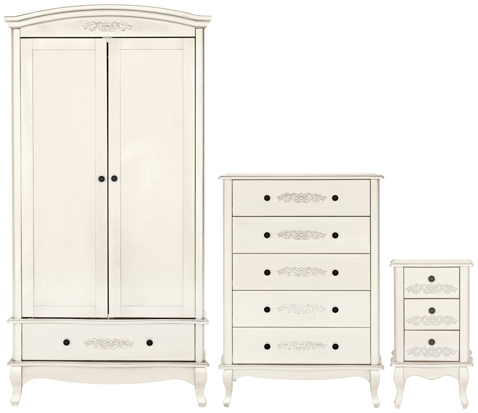 Argos Home Sophia 3 Piece 2 Door Wardrobe Set Soft White (4640710