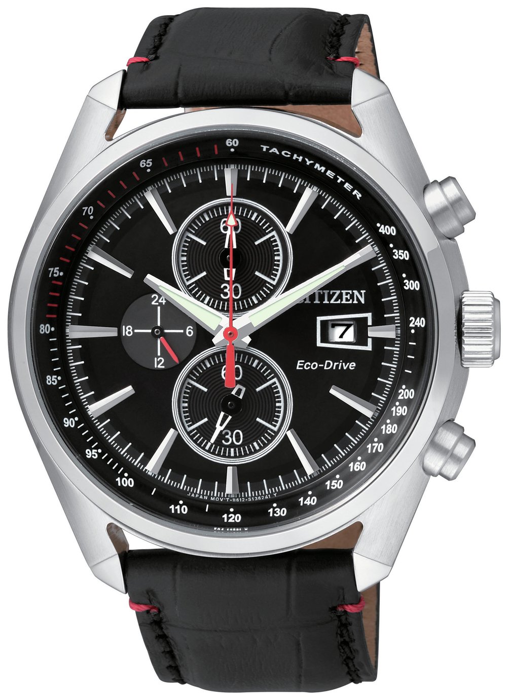 Citizen EcoDrive Men's Black Leather Chronograph Watch Reviews
