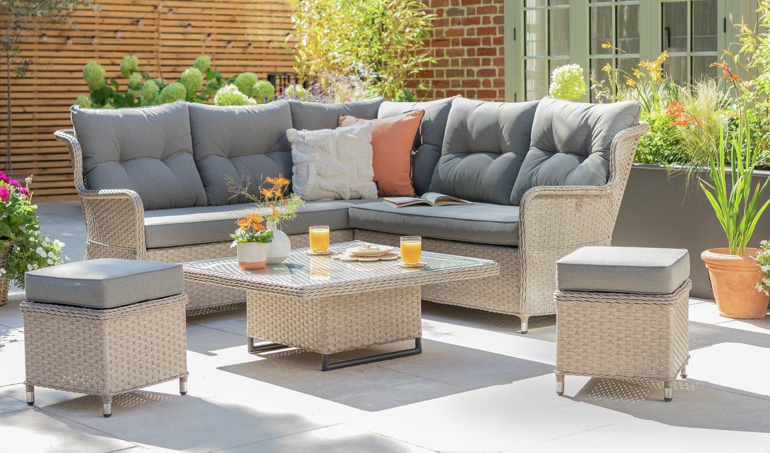 Argos Home Teramo 8 Seater Garden Corner Sofa Set Grey (4886749