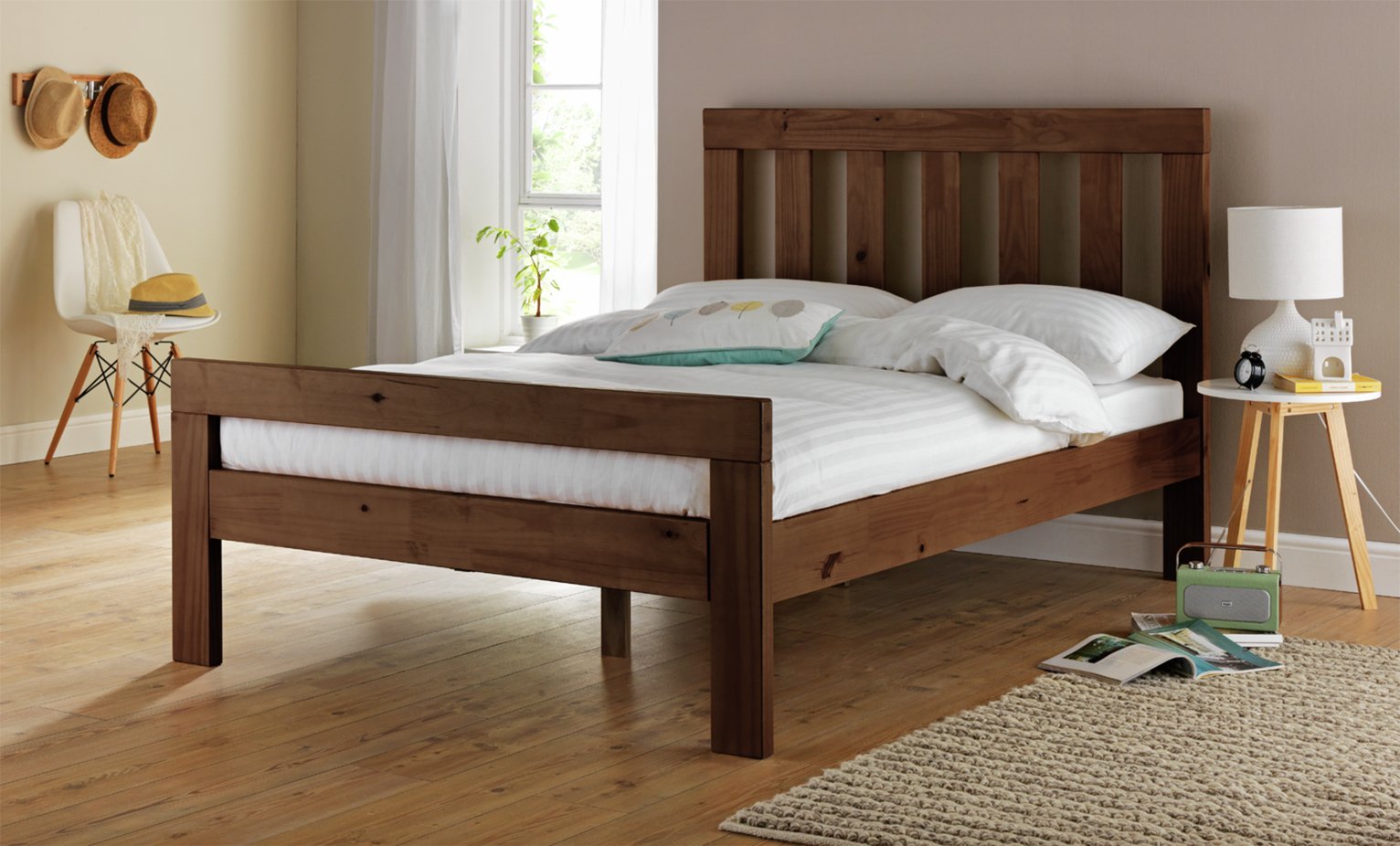 Habitat Chile Small Double Wooden Bed Frame Dark Stain (4969460