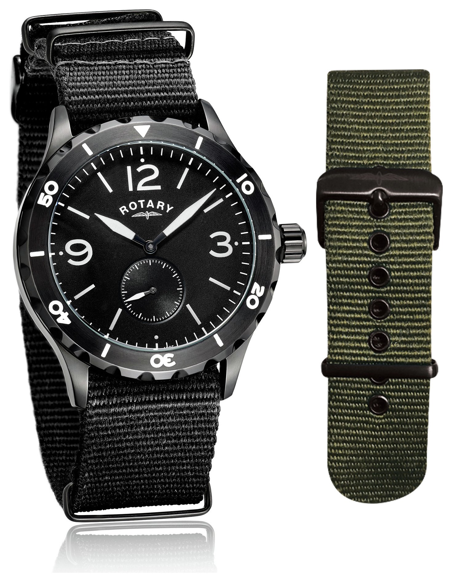 Rotary Men's Utilitarian Watch with 2 Exchangable Straps (5415487