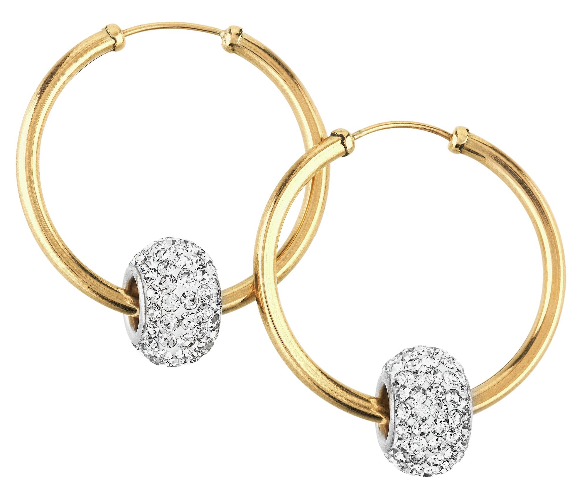 Revere 9ct Yellow Gold Crystal Glitter Slider Hoop Earrings (5445976