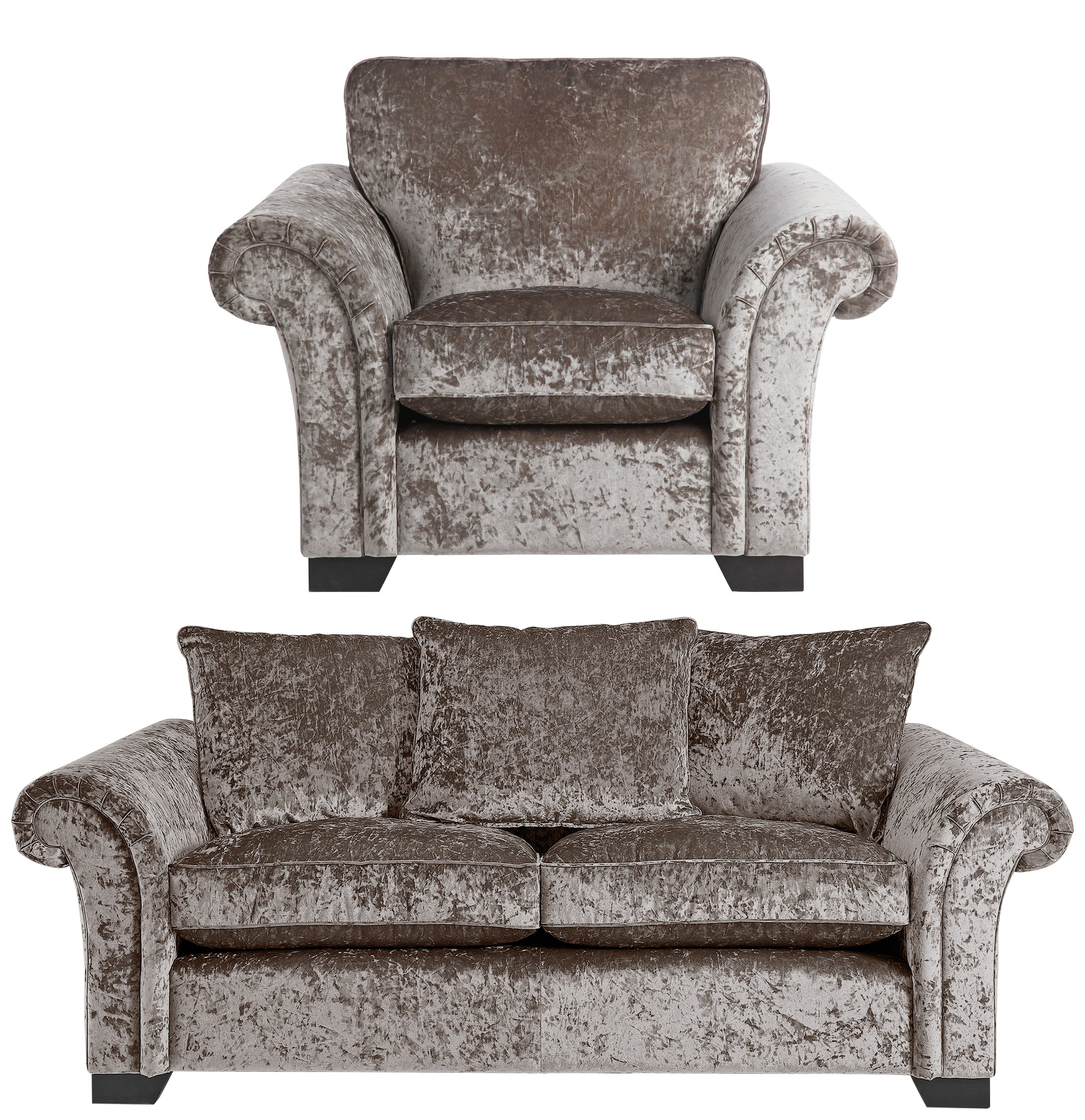 Review of HOME Glitz Fabric 3 Seater Sofa and Chair Mink