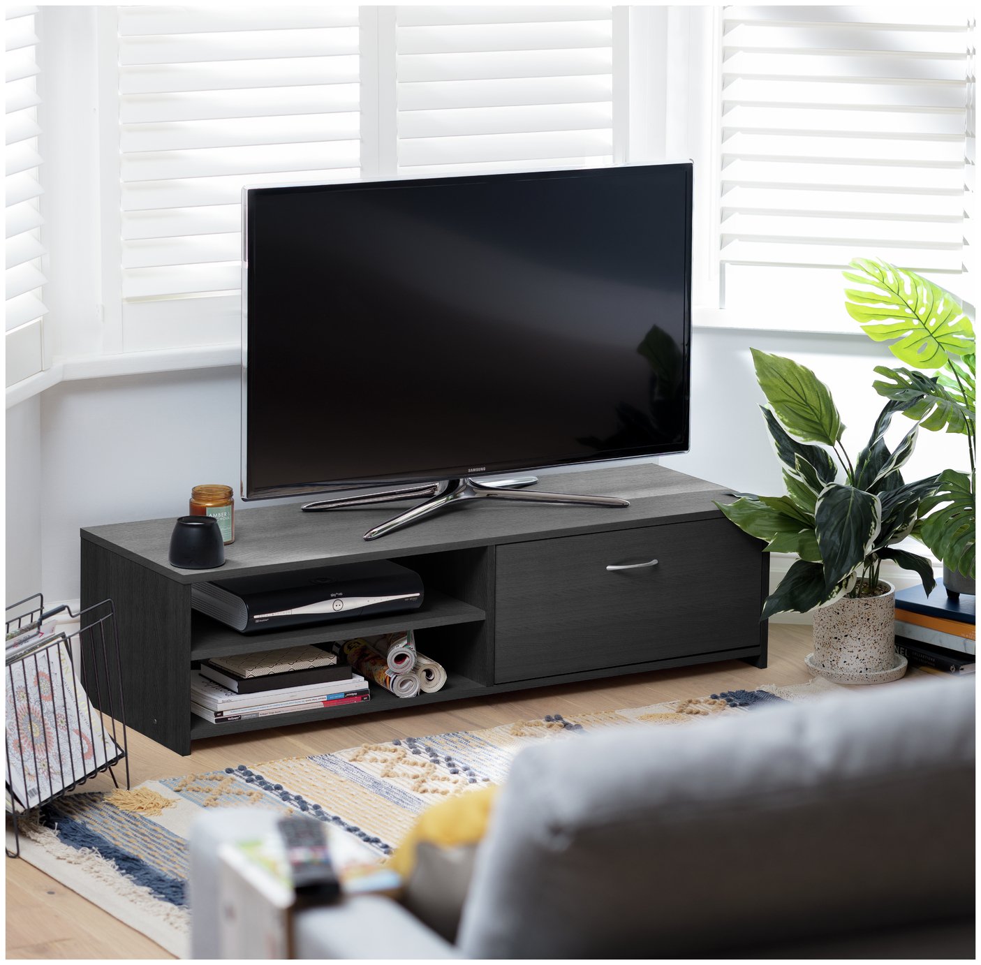 Habitat Squares 1 Drawer TV Unit Black (5663727) Argos Price