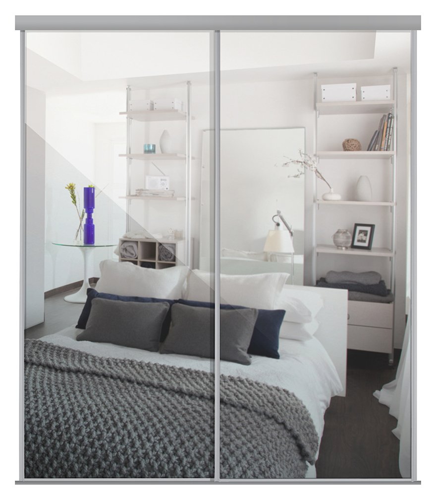 Sliding Wardrobe Door Kit W1803mm Silver Frame Mirror. at Argos Reviews