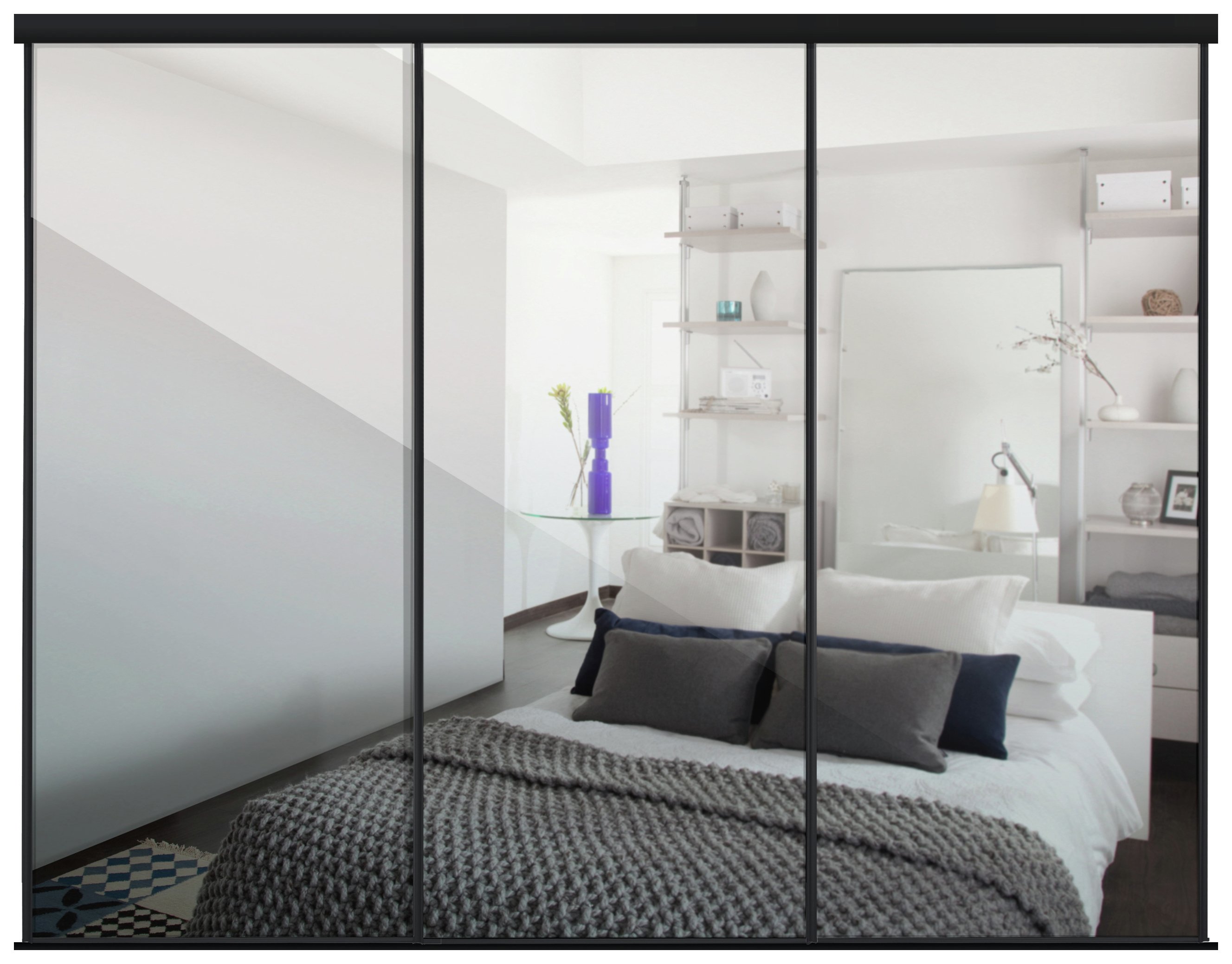 Sliding Wardrobe Door Kit W2235mm Black Frame Mirror. at Argos Reviews