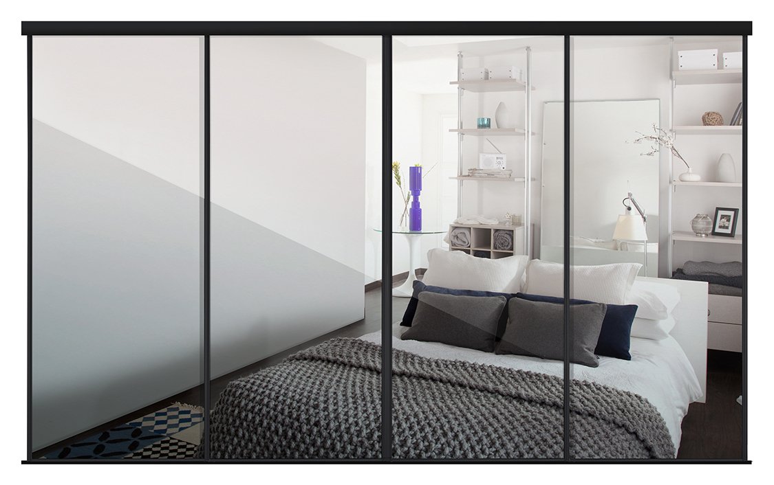 Sliding Wardrobe Door Kit W2997mm Black Frame Mirror. at Argos Reviews