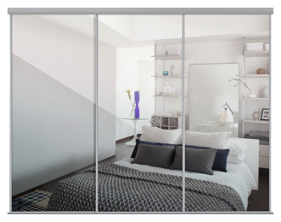 Sliding Wardrobe Door Kit W2692mm Silver Frame Mirror. at Argos Reviews