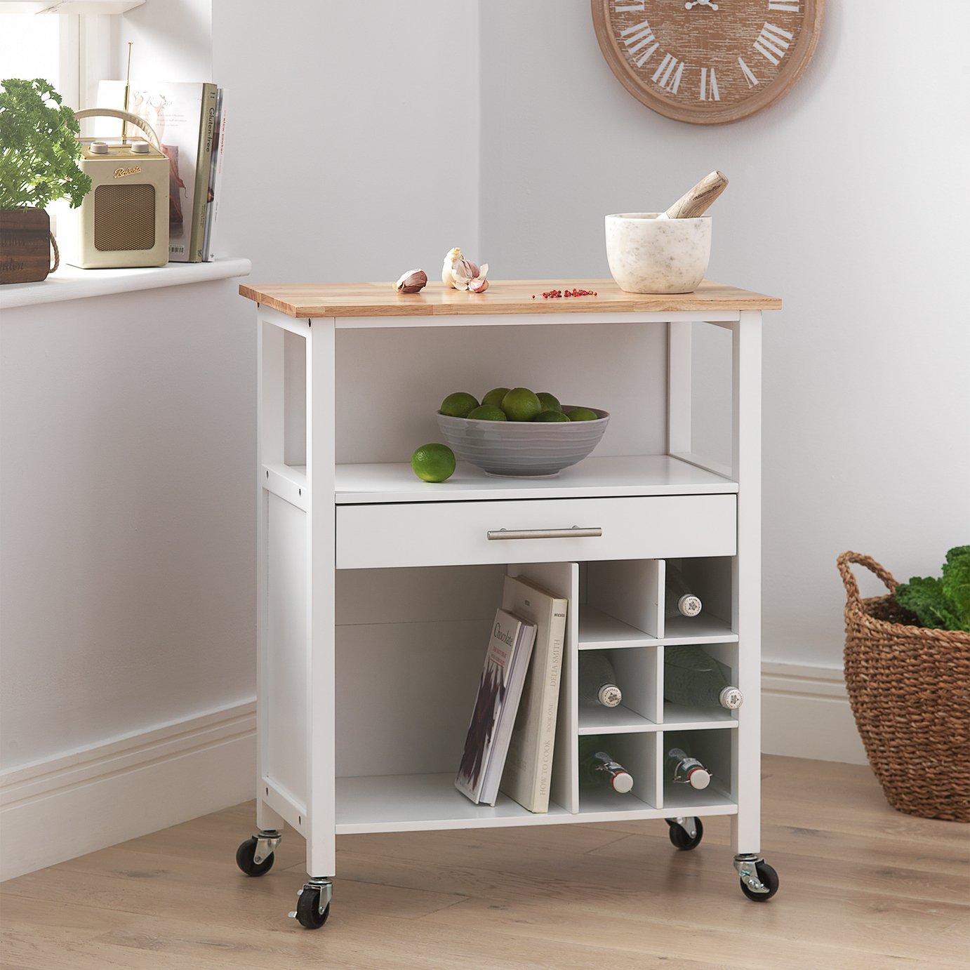 Argos Home Wooden Kitchen Trolley with Wine Rack Reviews Updated