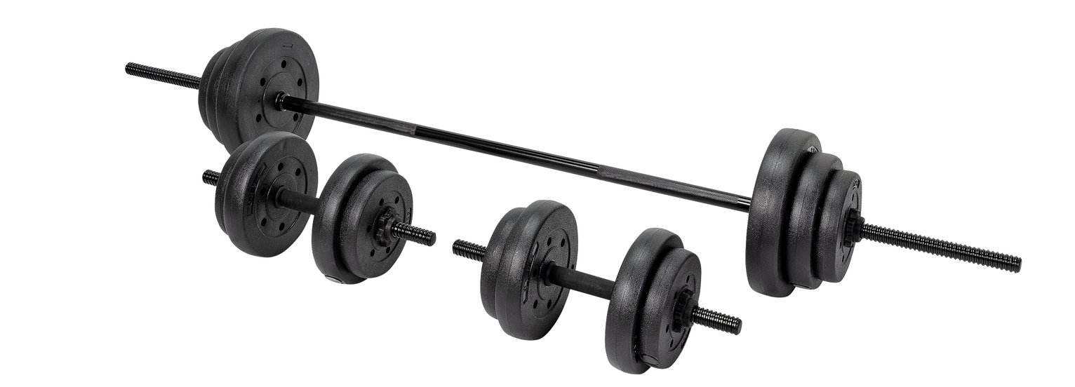 Opti Vinyl Barbell and Dumbbell Weight Set 35kg (6044273) Argos