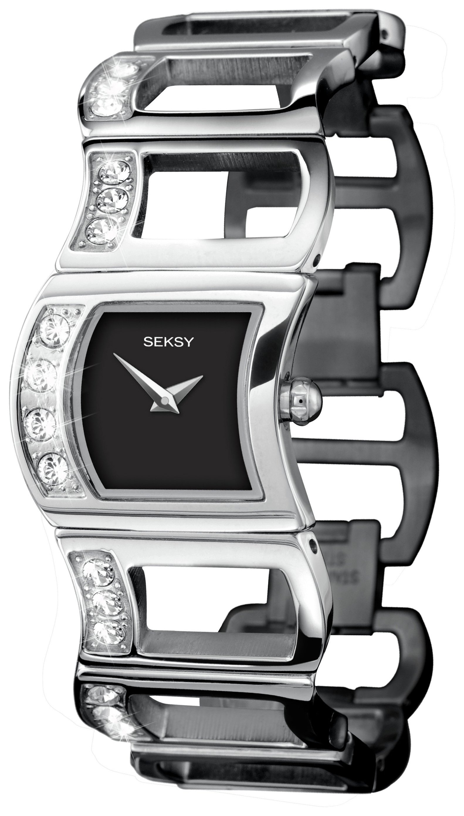  Argos Seksy Ladies Swarovski 4064 Black Dial Watch