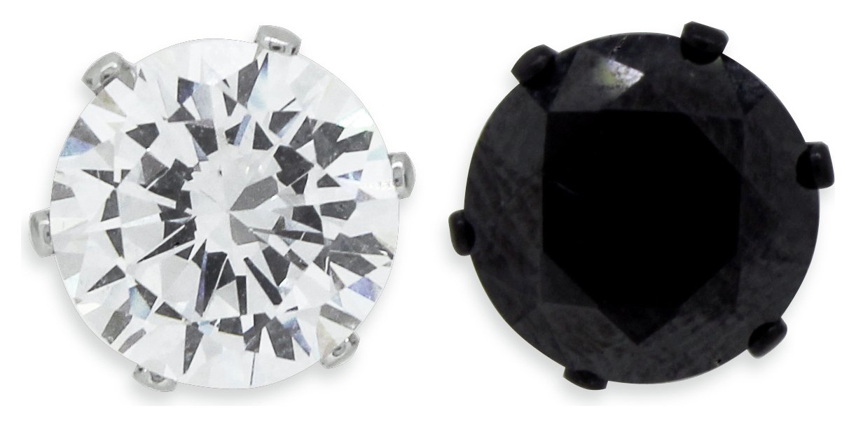 Revere Men's Stainless Steel Crystal Set of 2 Stud Earrings (6348058