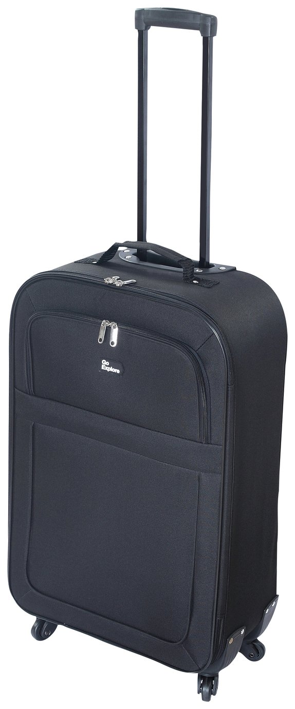 Go Explore Soft 4 Wheeled Medium Suitcase Black (7032796) Argos