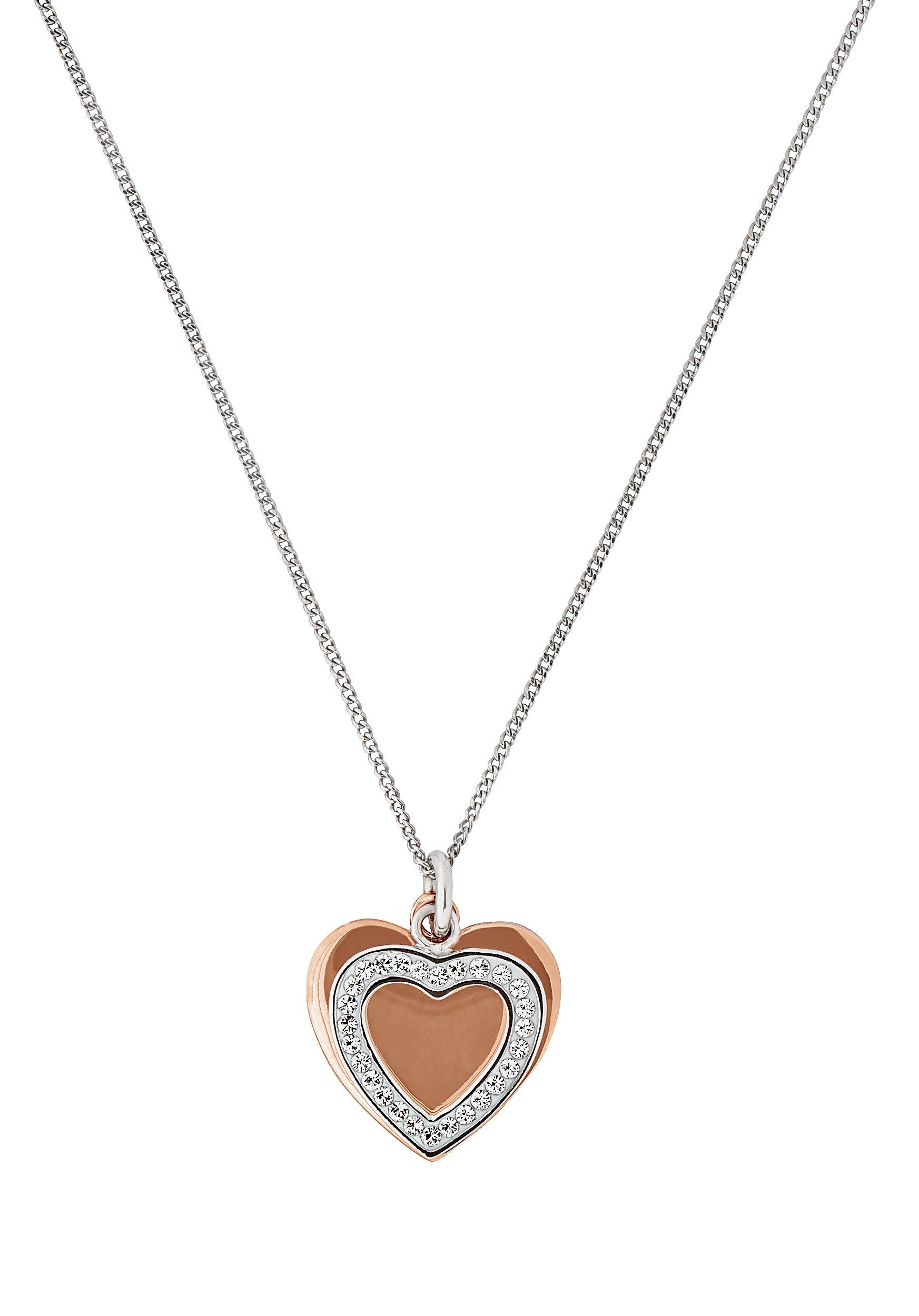 Evoke Rose Gold Plated Silver Crystal Double Heart Pendant (7061248