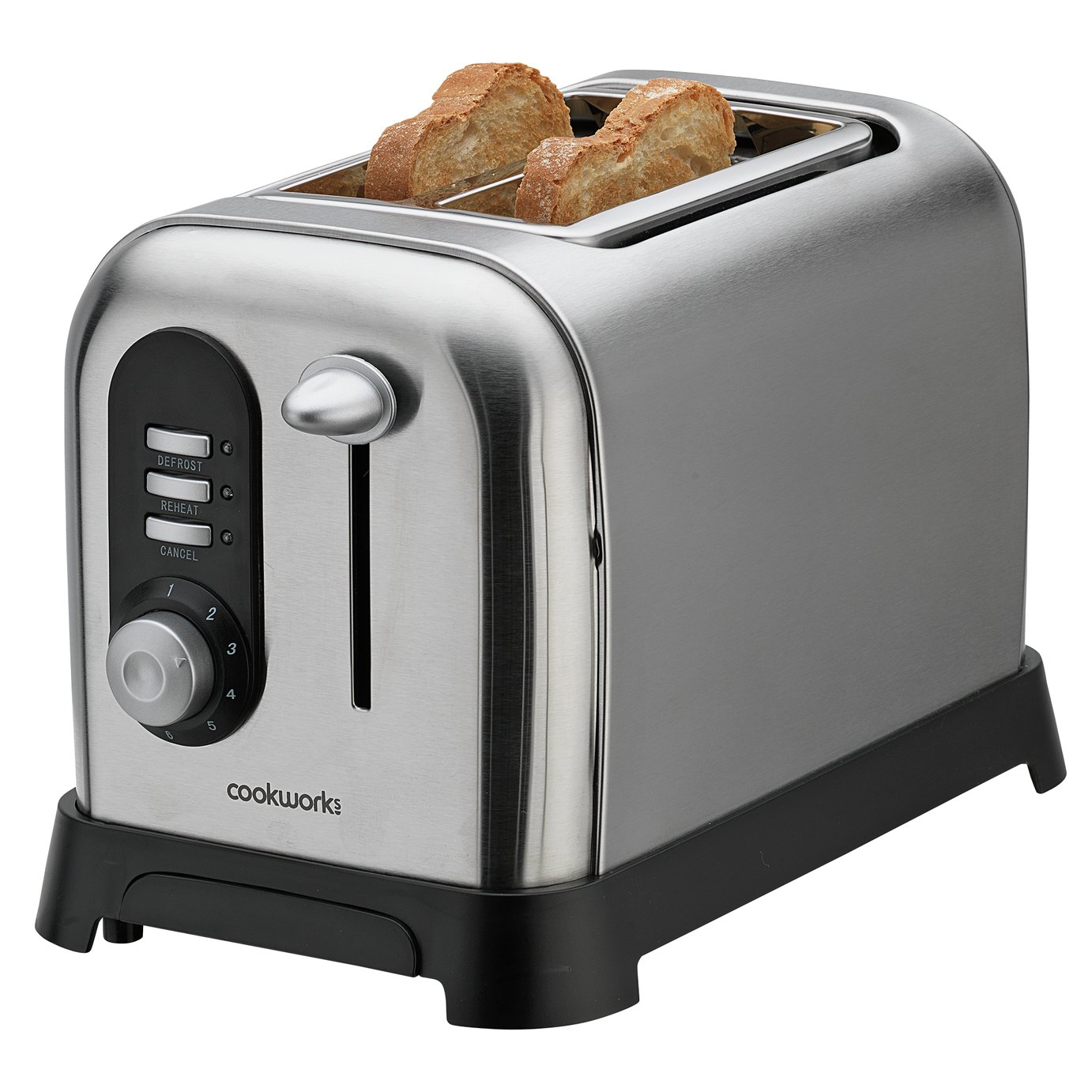 Cookworks Highlift 2 Slice Toaster Bread, Crumpet Or Muffin Stainless