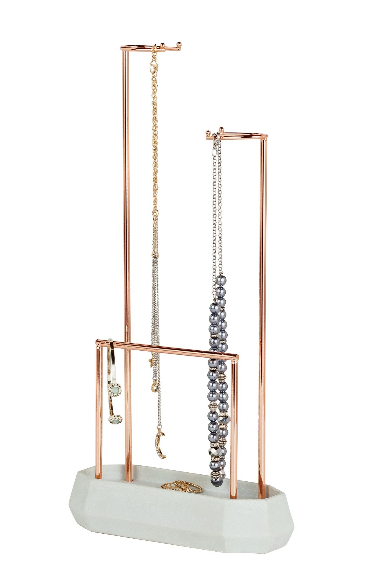 Rose Gold Effect Jewellery Hanger with Concrete Effect Base (7062522