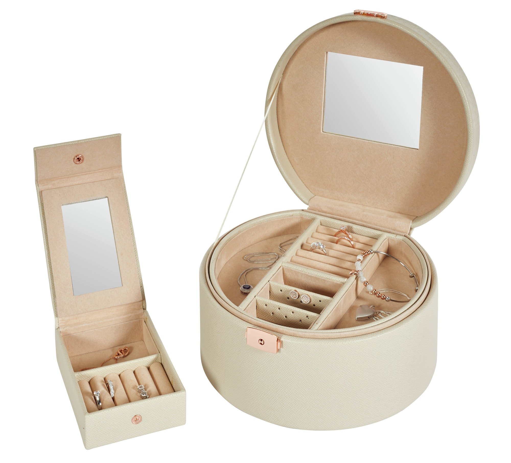 Beige Faux Leather Jewellery Box with Travel Set (7072017) Argos