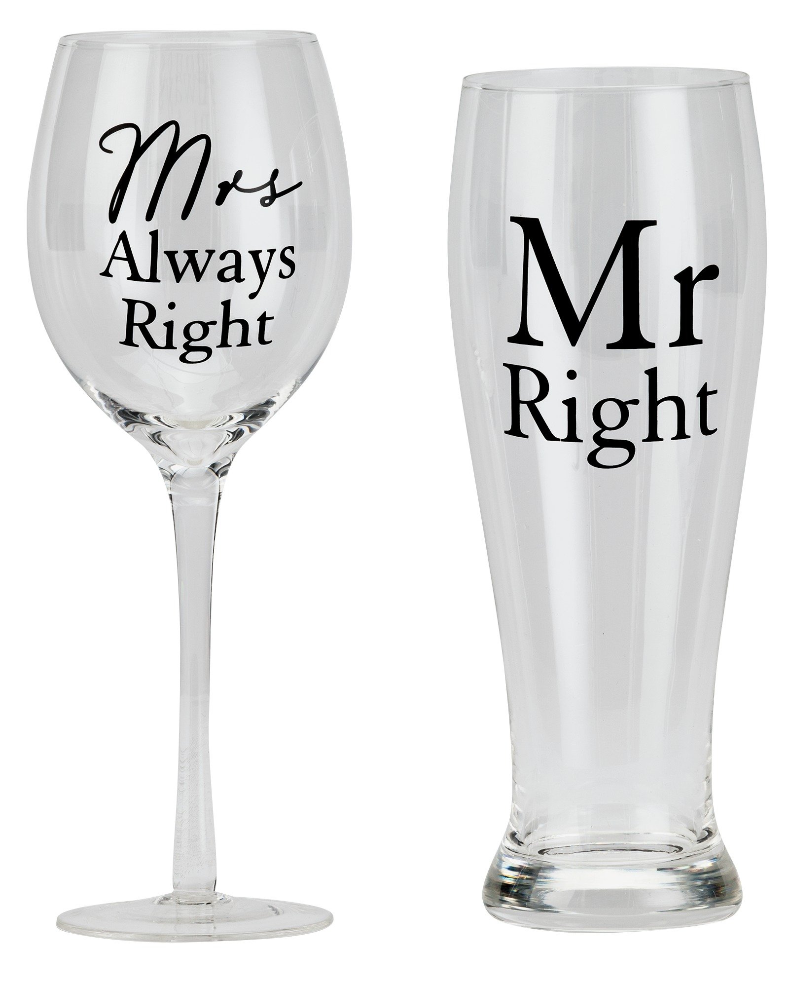 Amore Mr Right & Mrs Always Right Wine & Pint Glass Set Reviews