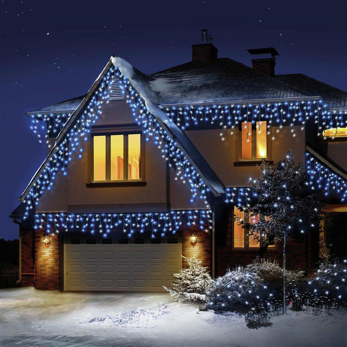 Premier Decorations 480 LED Icicle Lights Blue and White (7173868