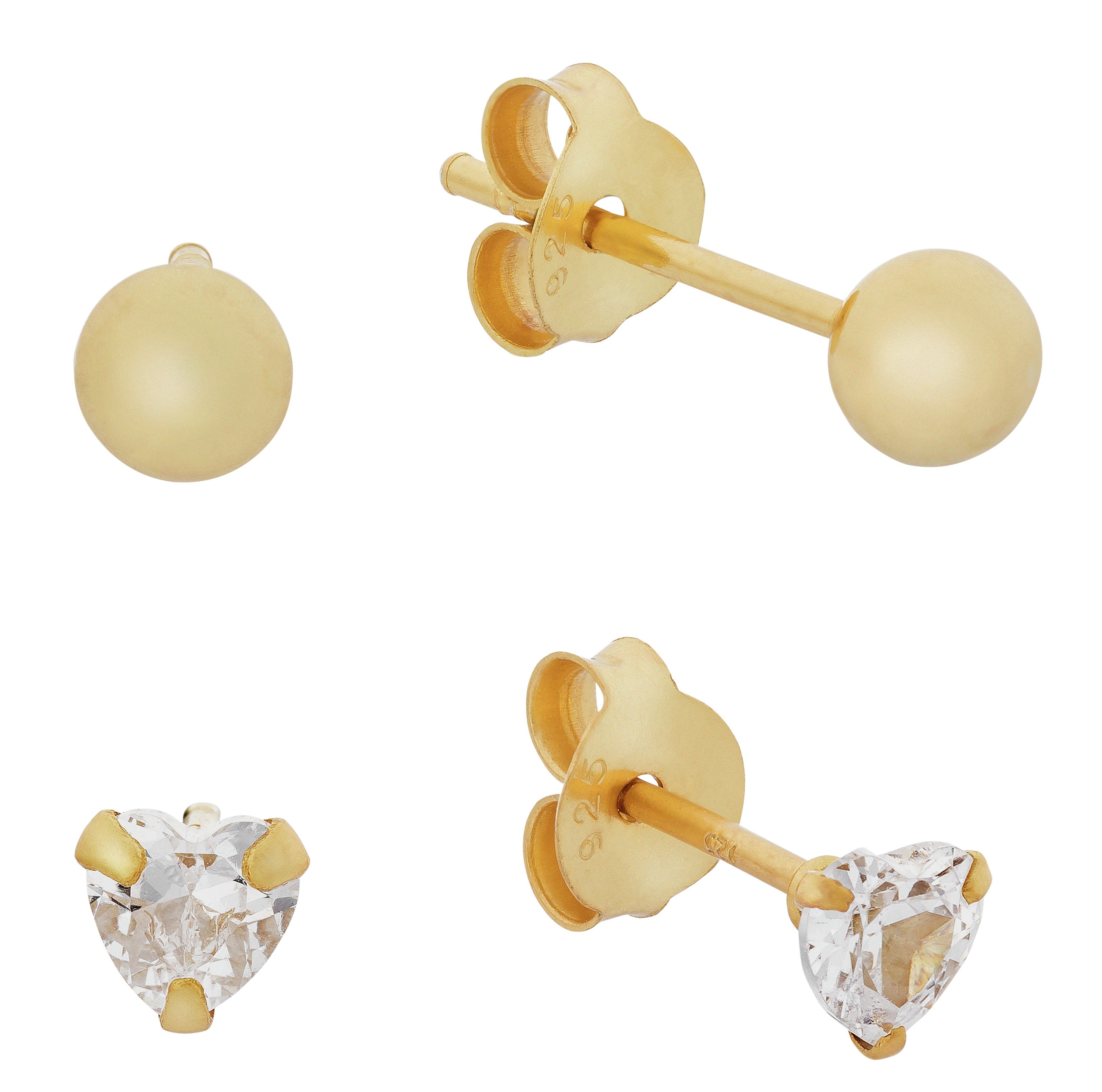 Revere Kid's 9ct Gold Plated Silver Stud Earrings Set of 2 (7178564