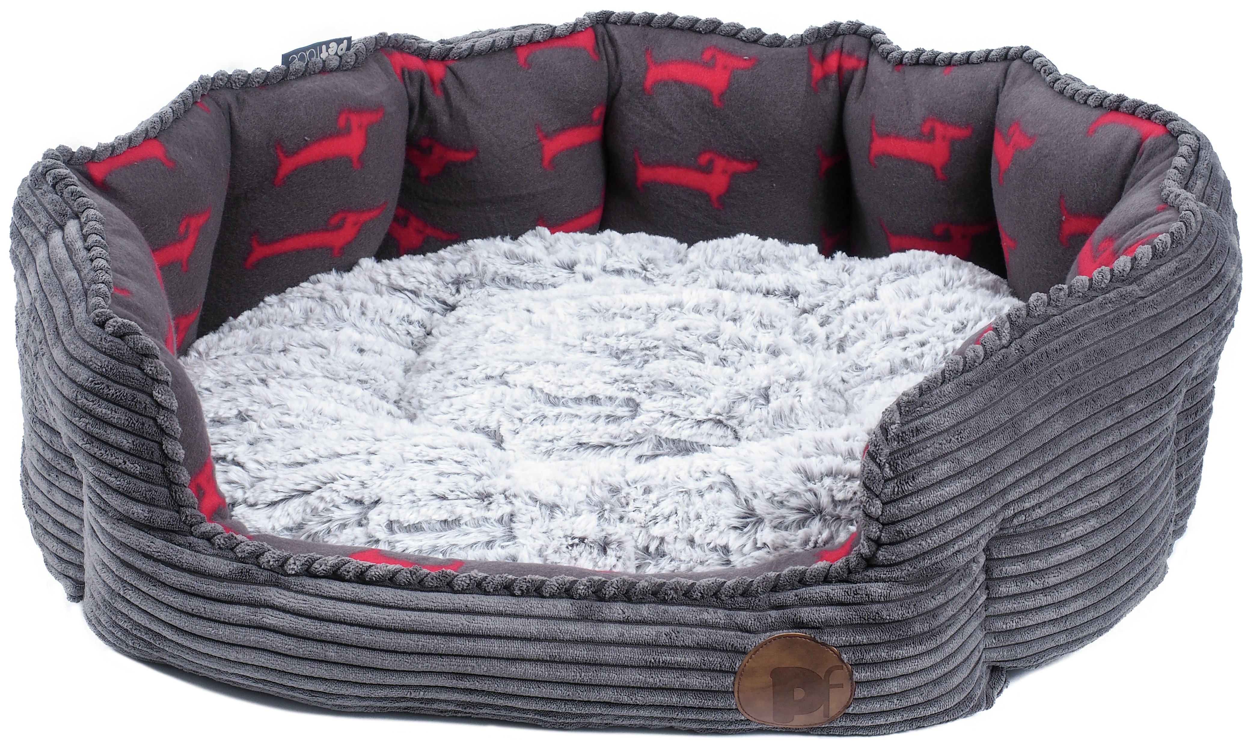 Petface Grey Bamboo & Jumbo Cord Deli Bed Large (7233375) Argos